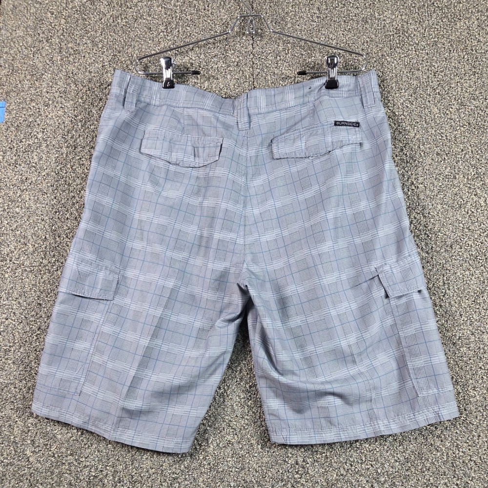 Burnside Golf Shorts Mens 36 Grey Plaid Cargo Polyester Blend Sporty Outdoors